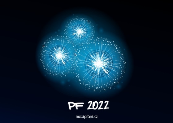 Novoroční pohlednice PF 2022 - Ohňostroj - přední strana