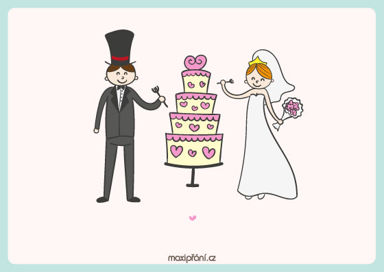 Svatební oznámení vzor - dort - přední strana